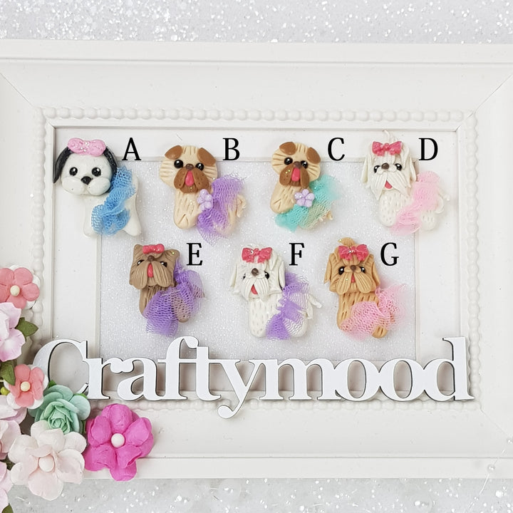 Cute Tutu Dogs - Embellishment Clay Bow Centre