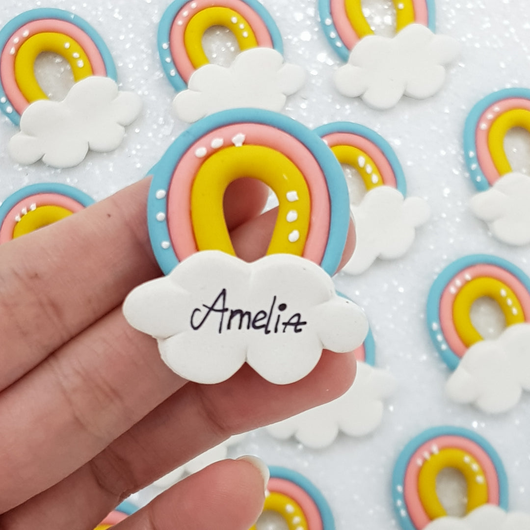 Personalised Rainbow Bridge Cloud  - Embellishment Clay Bow Centre