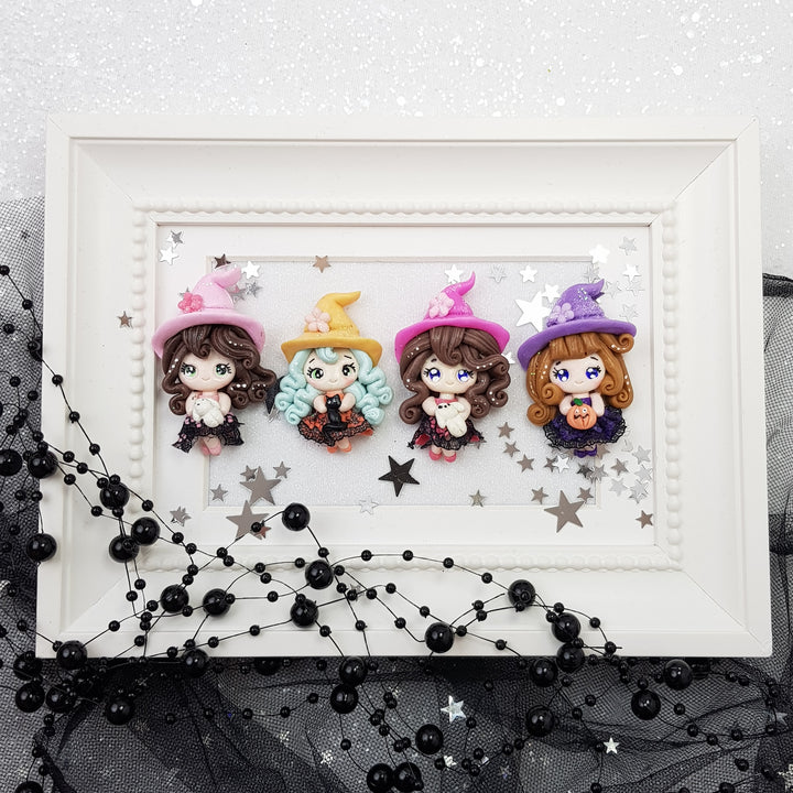 Clay Charm Embellishment - Witch with Lace Exclusive