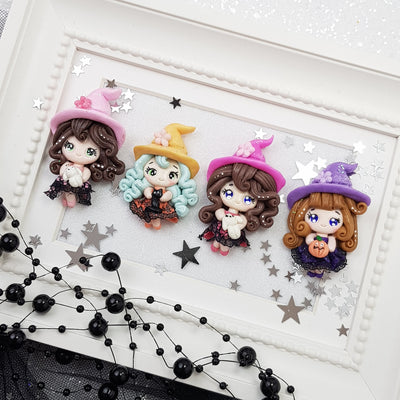 Clay Charm Embellishment - Witch with Lace Exclusive