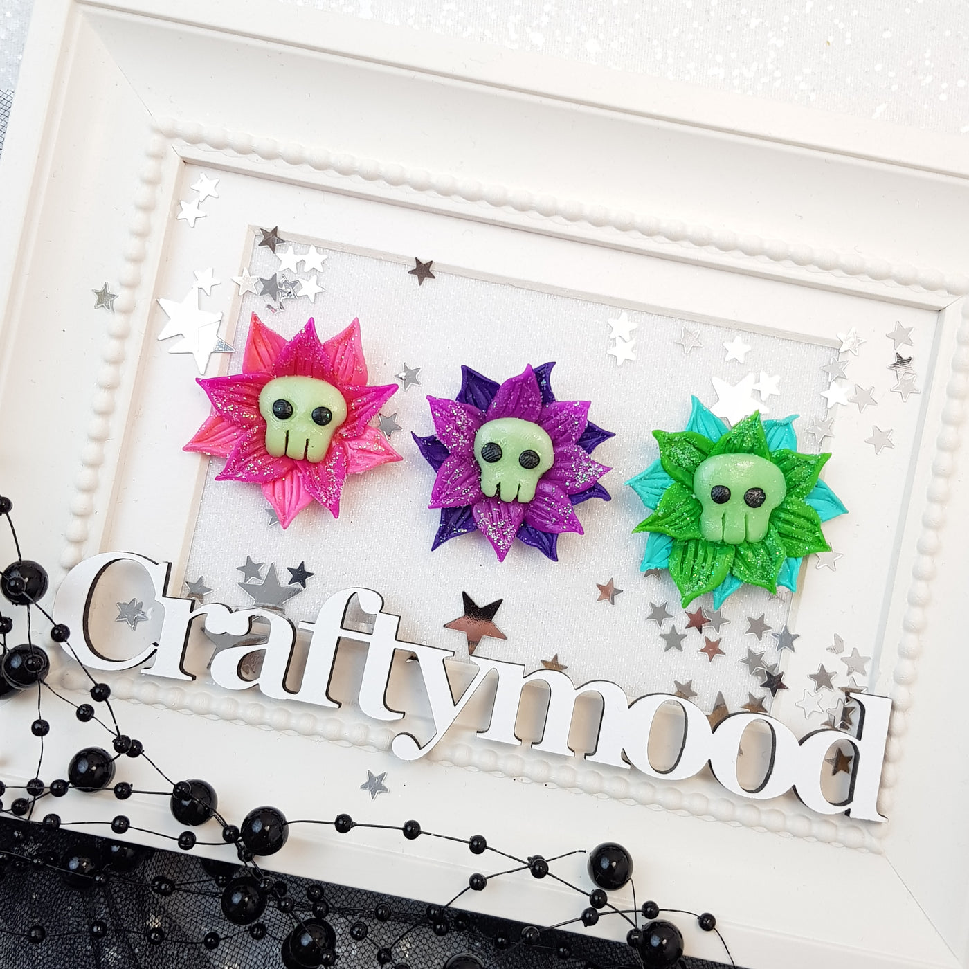 Halloween Flower- Glow in the dark - Embellishment Clay Bow Centre