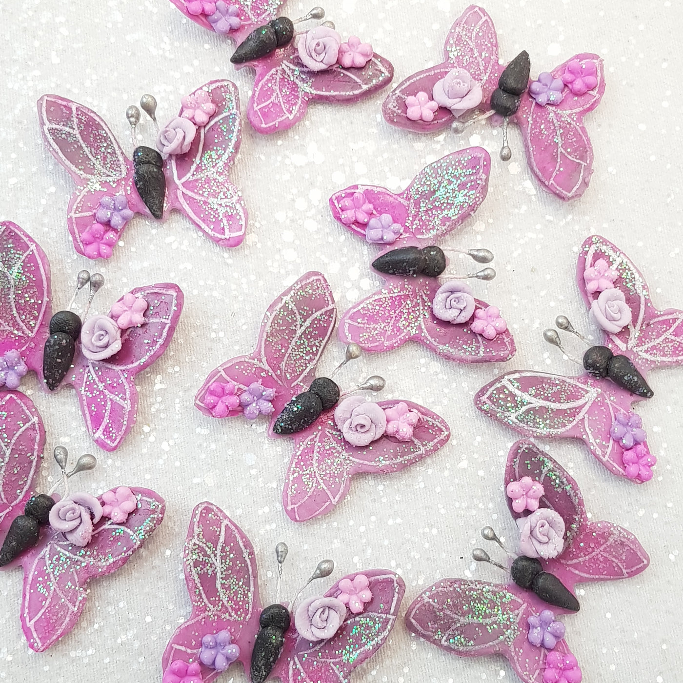 Galaxy Purple Butterfly - Embellishment Clay Bow Centre