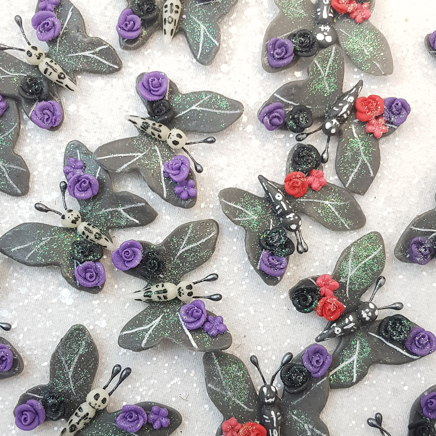 Halloween Black Butterfly - Embellishment Clay Bow Centre