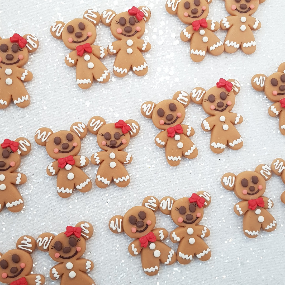 Cute Gingerbread - Handmade Flatback Clay Bow Centre - Crafty Mood
