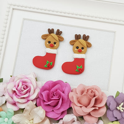 Deer in stocking - Embellishment Clay Bow Centre