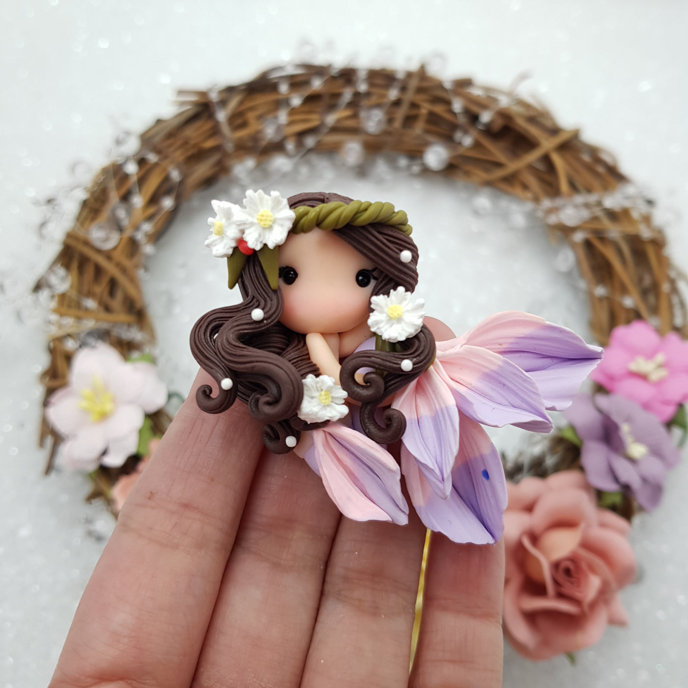 MAX 8 EACH PERSON beautiful mermaid D - Handmade Flatback Clay Bow Centre