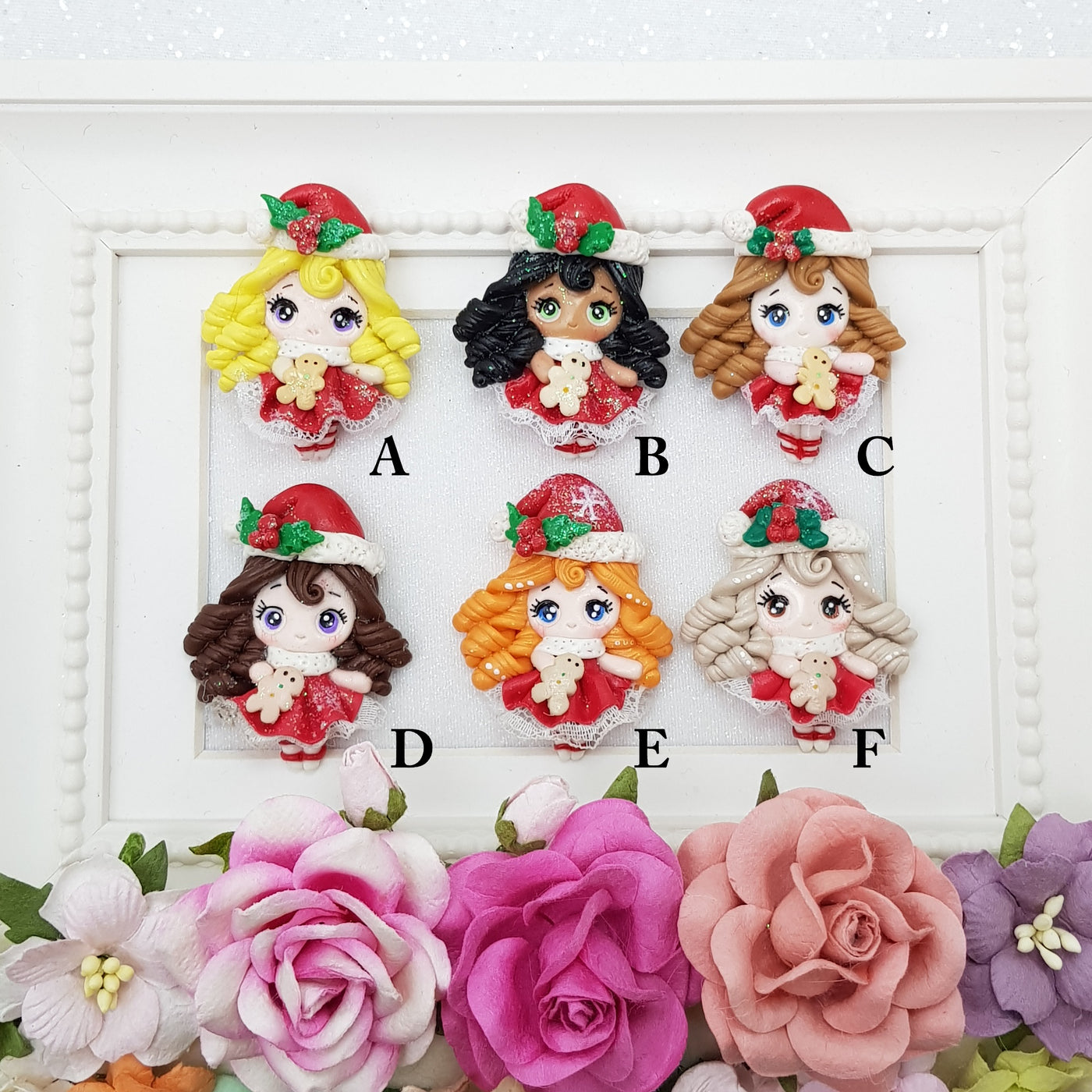 Gorgeous Christmas Girls - Embellishment Clay Bow Centre