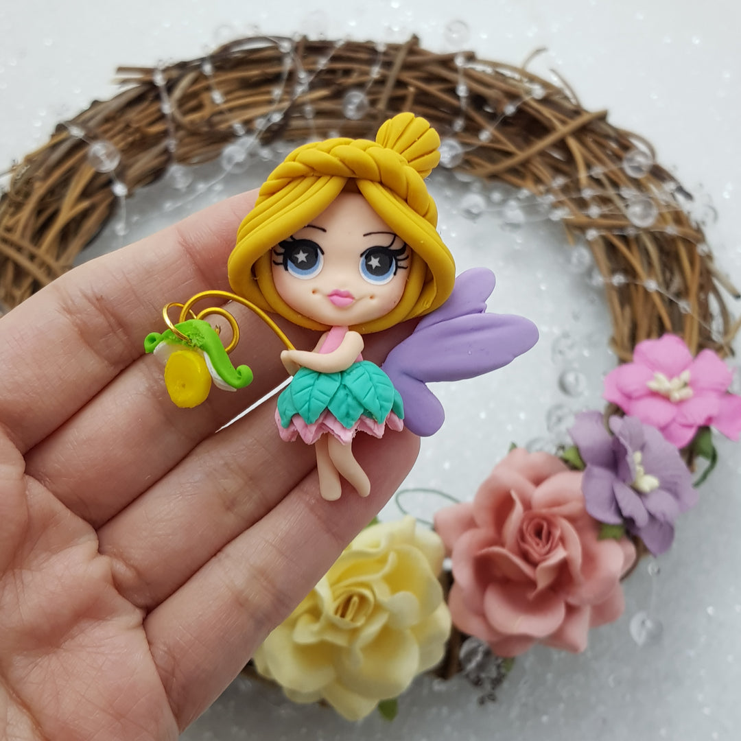 Cute fairy girl pout - Embellishment Clay Bow Centre