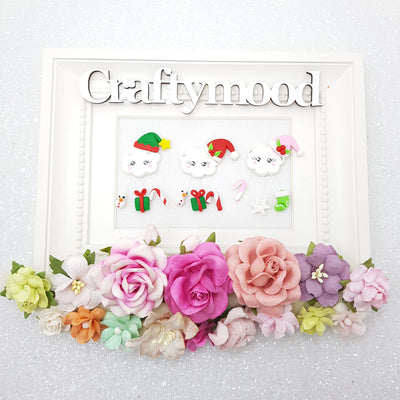 Clouds with Christmas things - Embellishment Clay Bow Centre