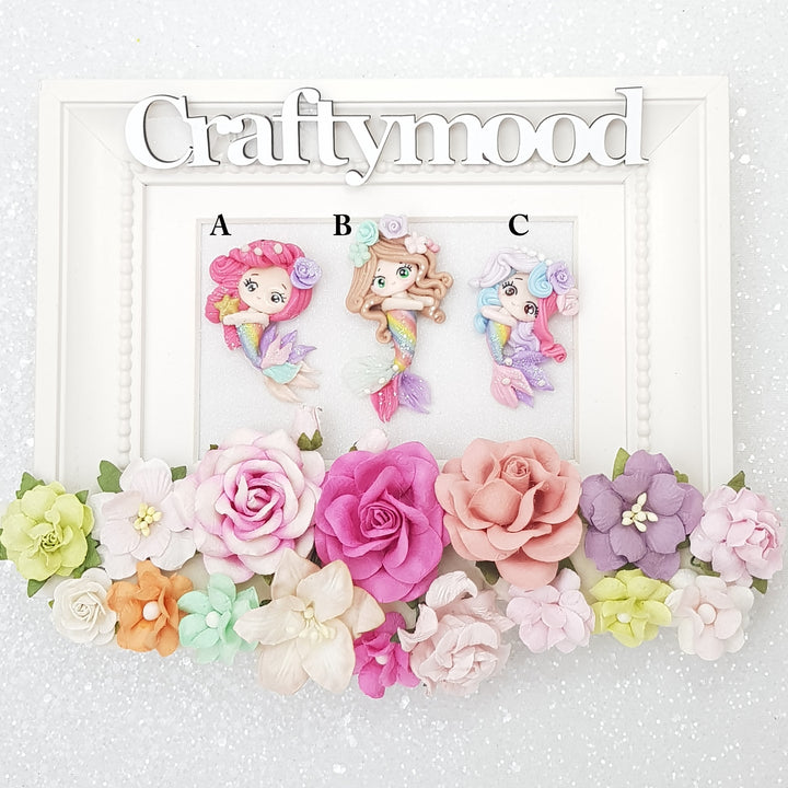 Rainbow mermaids - Embellishment Clay Bow Centre