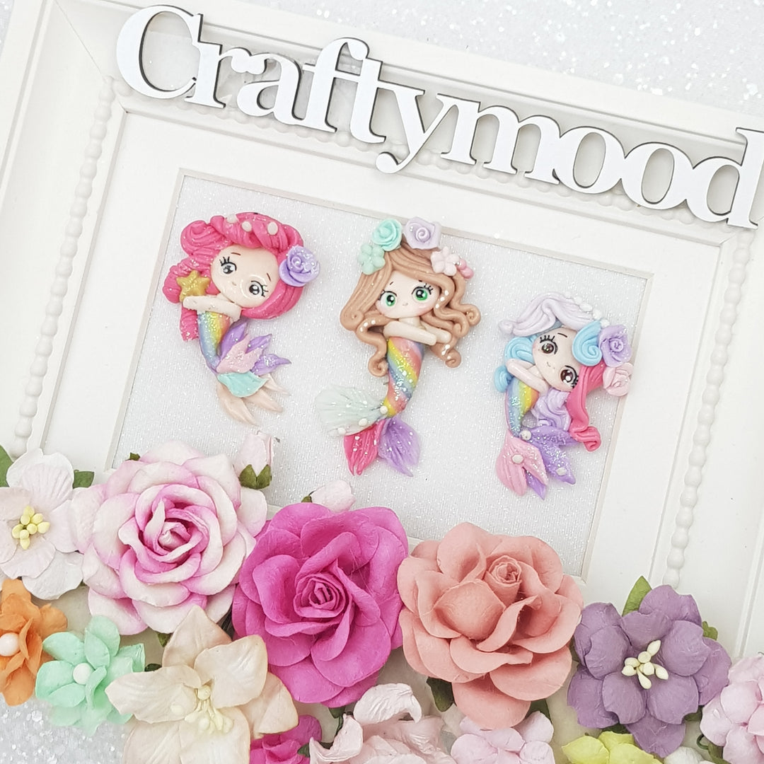 Rainbow mermaids - Embellishment Clay Bow Centre