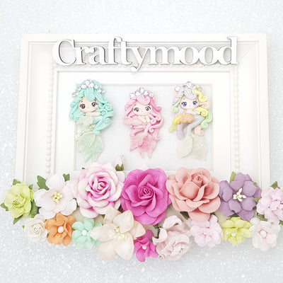 Crystal Mermaid - Handmade Flatback Clay Bow Centre