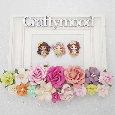 Flower rainbow girls - Embellishment Clay Bow Centre