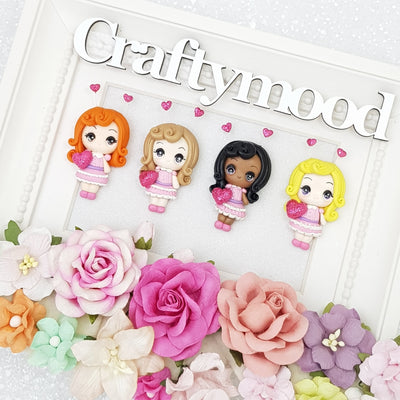 Cutie Valentine girls - Embellishment Clay Bow Centre