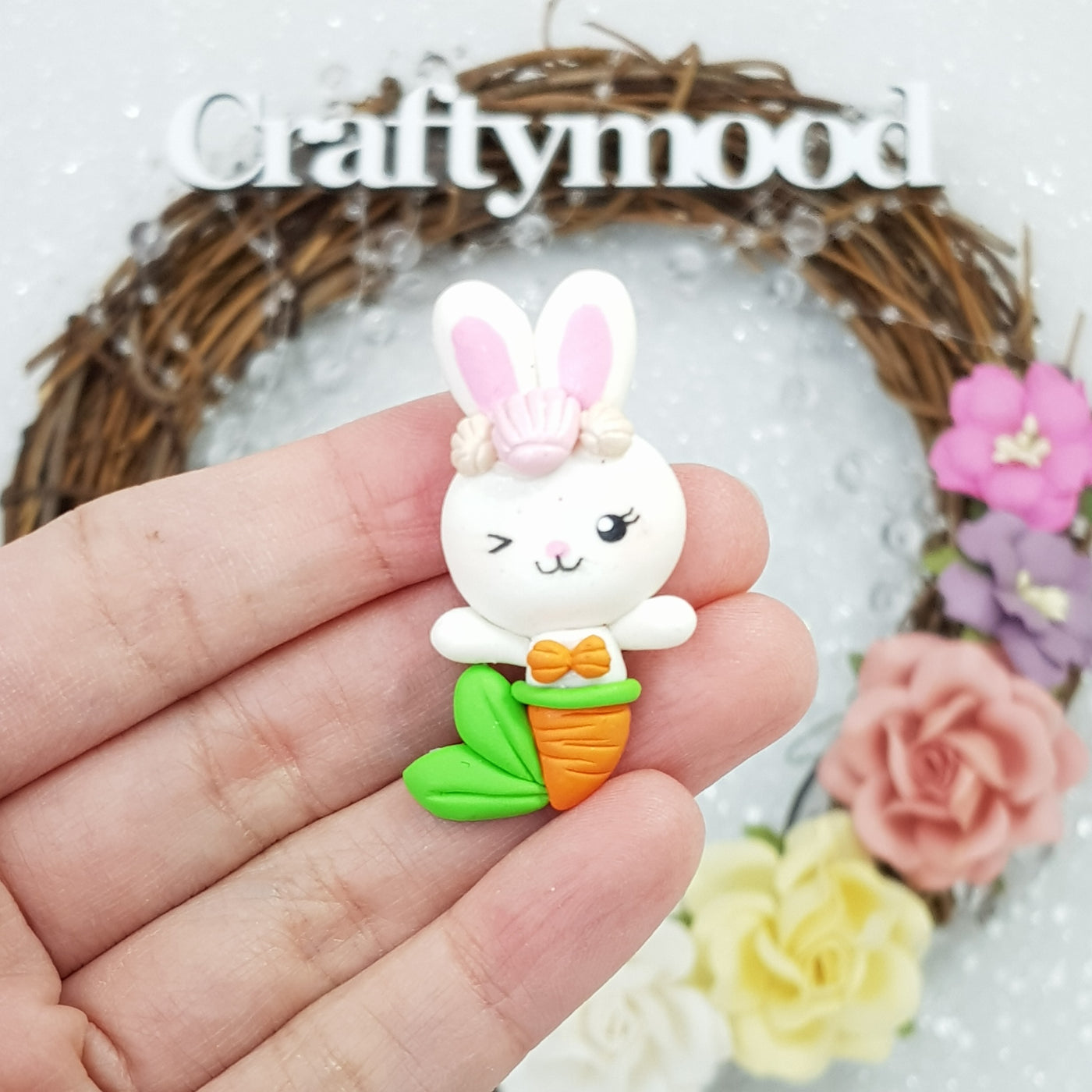 Mermaid bunny - Embellishment Clay Bow Centre