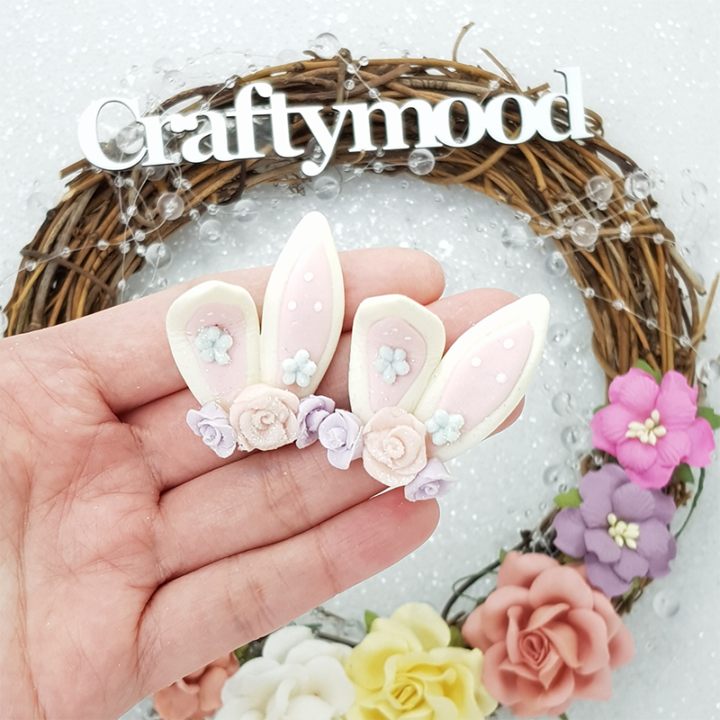 Clay Charm Embellishment - NEW BUNNY EARS B