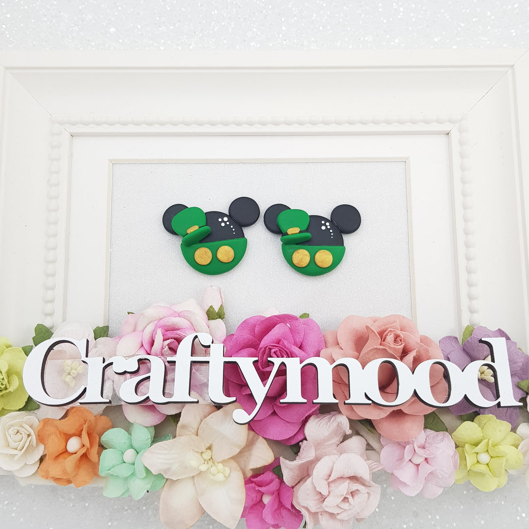 st patrict  - Handmade Flatback Clay Bow Centre