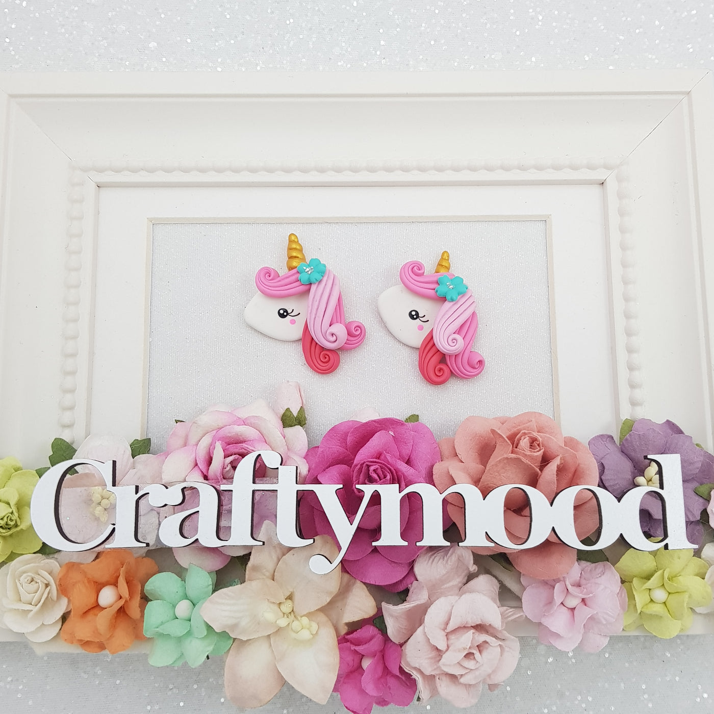 unicorn head pink - Handmade Flatback Clay Bow Centre