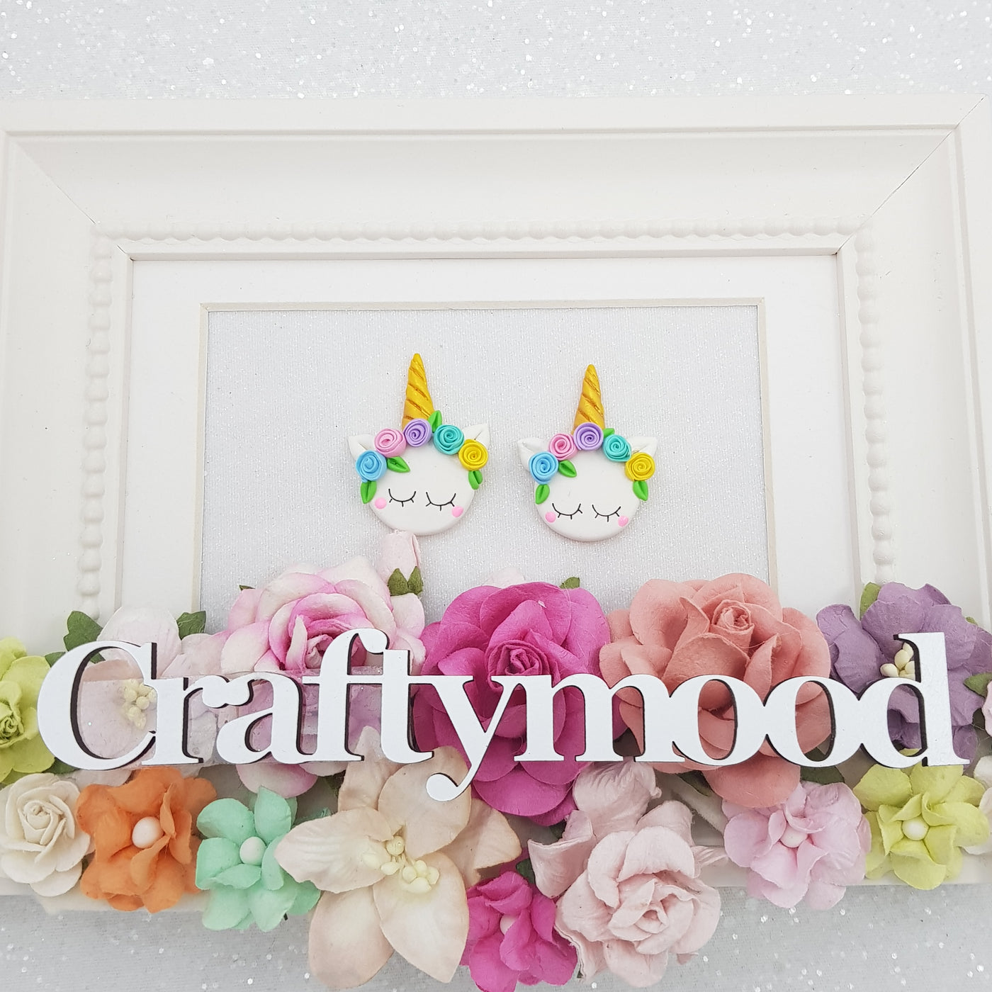 unicorn head floral - Handmade Flatback Clay Bow Centre