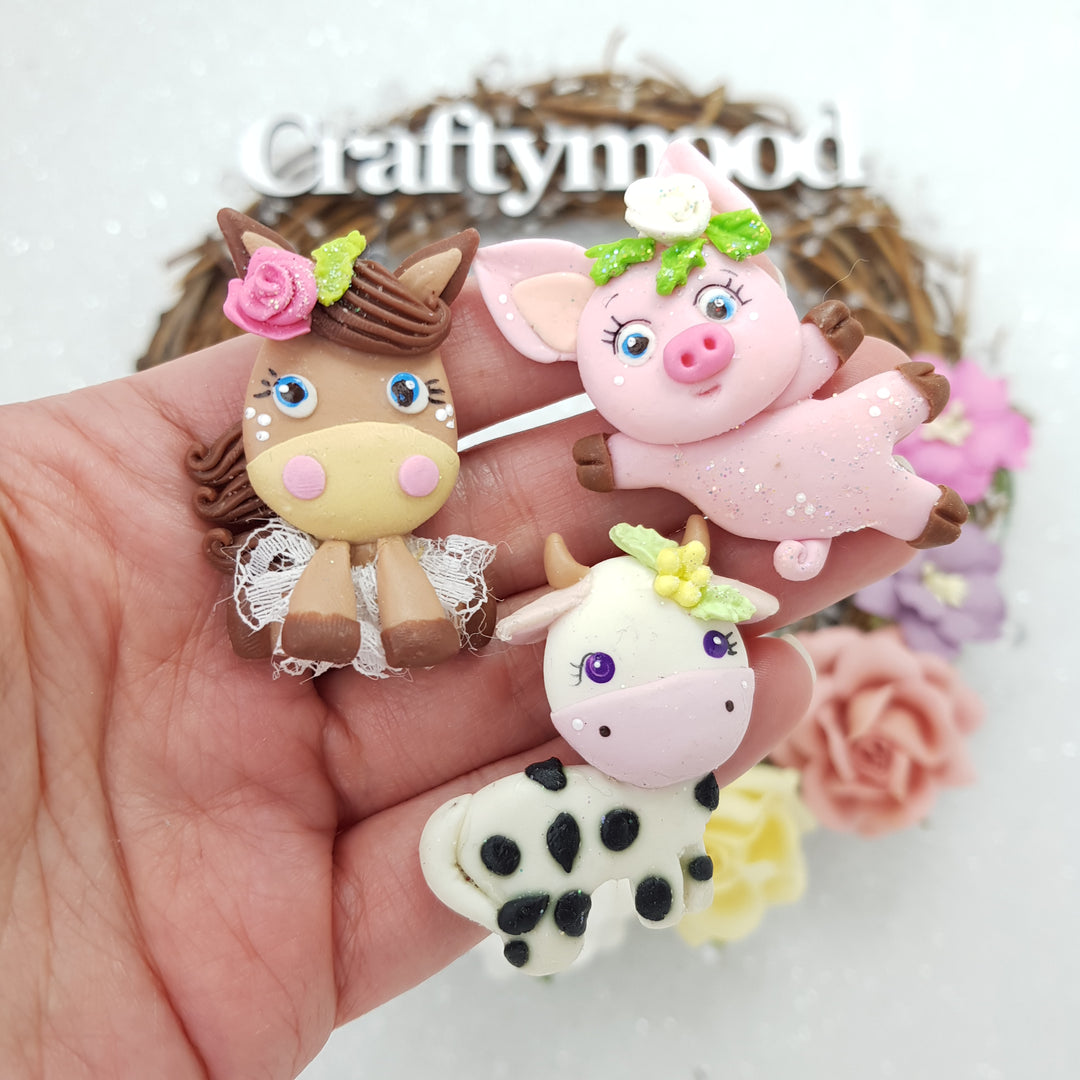 Farm animal  - Embellishment Clay Bow Centre