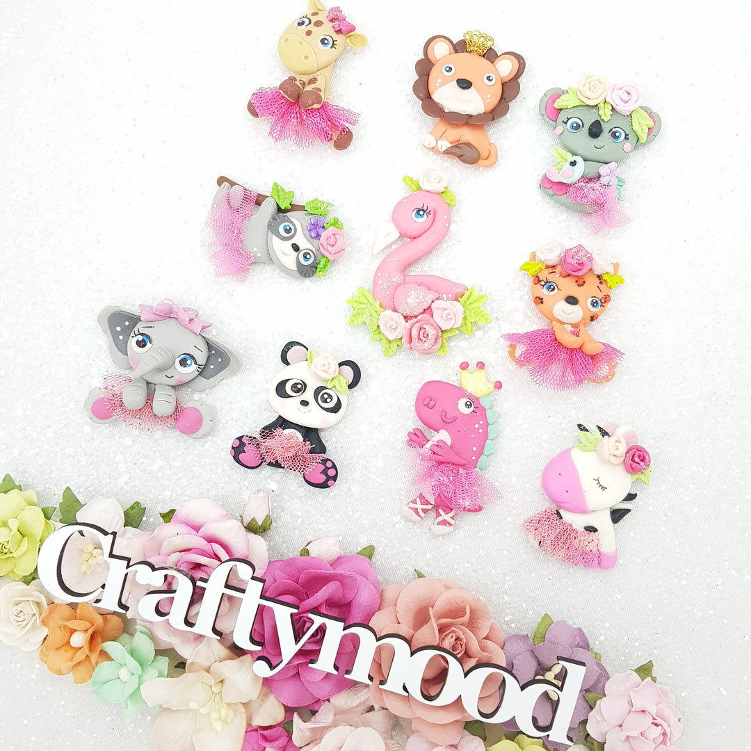 Animal tutu kingdom - Embellishment Clay Bow Centre