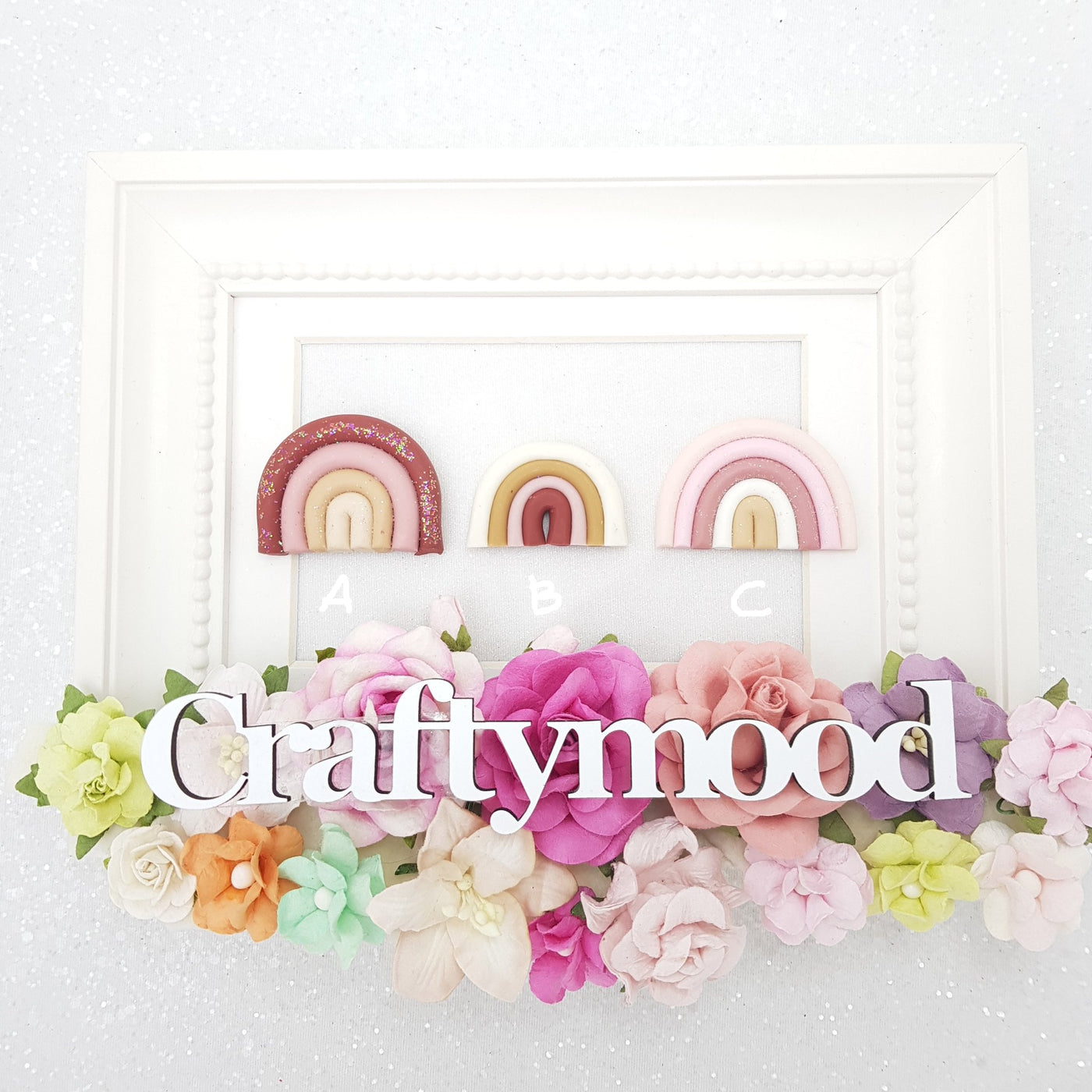 Classic chic Rainbow  - Embellishment Clay Bow Centre