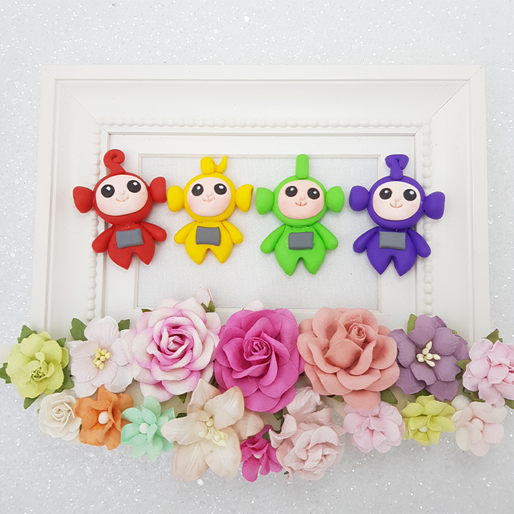 Classic colorful doll - Handmade Flatback Clay Bow Centre