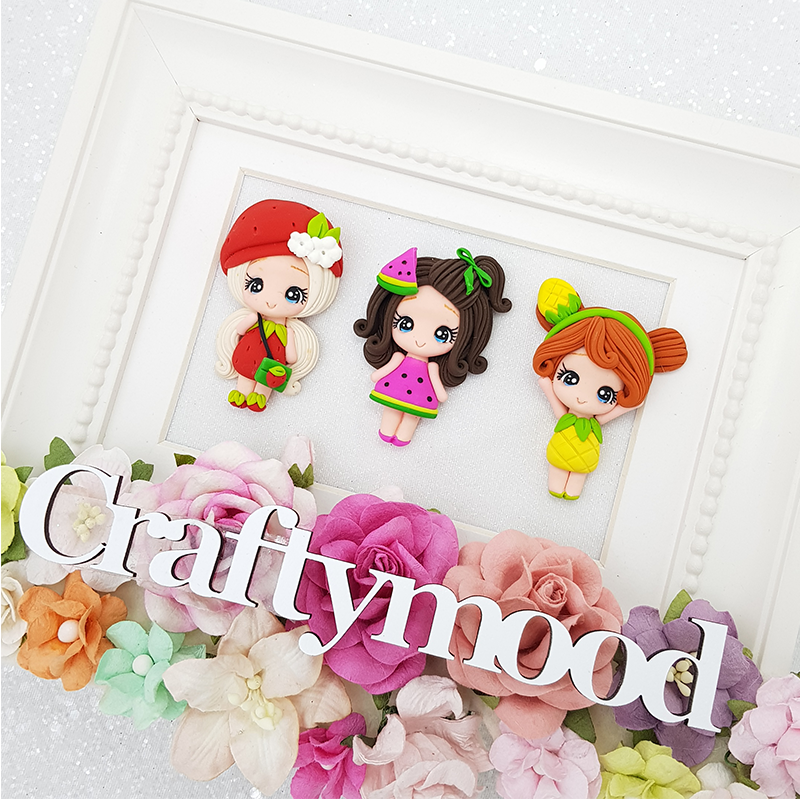 Fruit girls - Handmade Flatback Clay Bow Centre