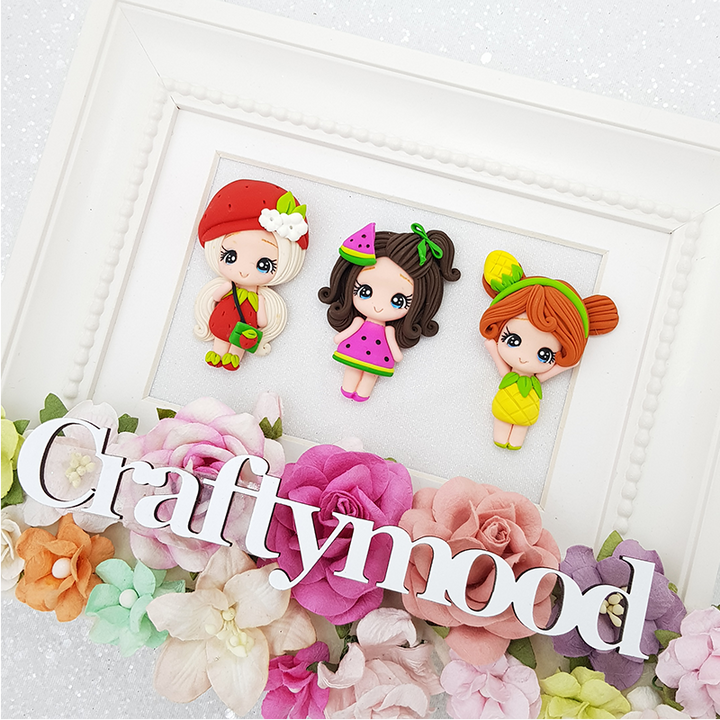 Fruit girls - Handmade Flatback Clay Bow Centre