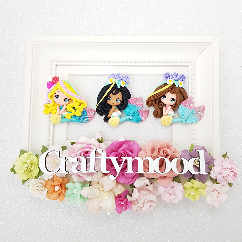 Flower mermaid girls - Embellishment Clay Bow Centre