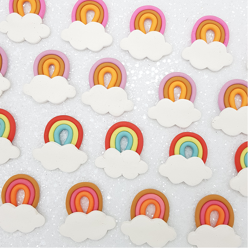 Sale Rainbow cloud - Embellishment Clay Bow Centre