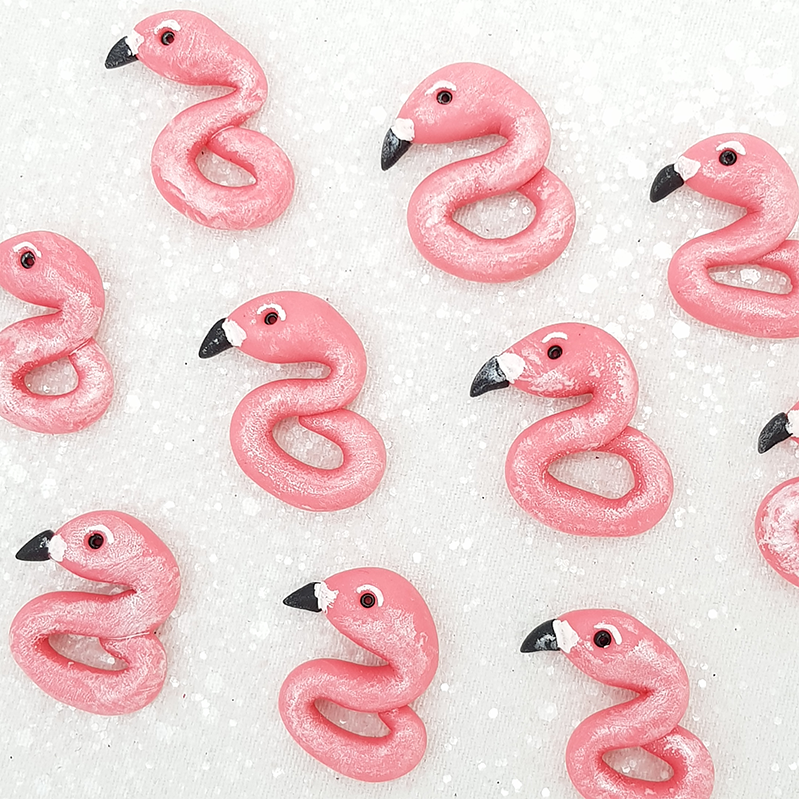 Pink flamingo float - Handmade Flatback Clay Bow Centre