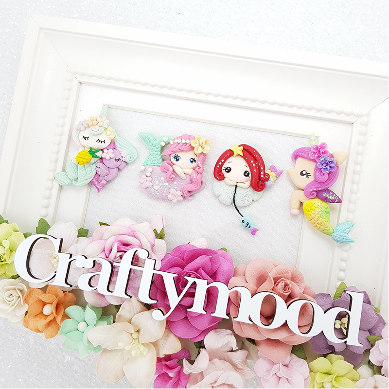 Underwater mermaids - Handmade Flatback Clay Bow Centre