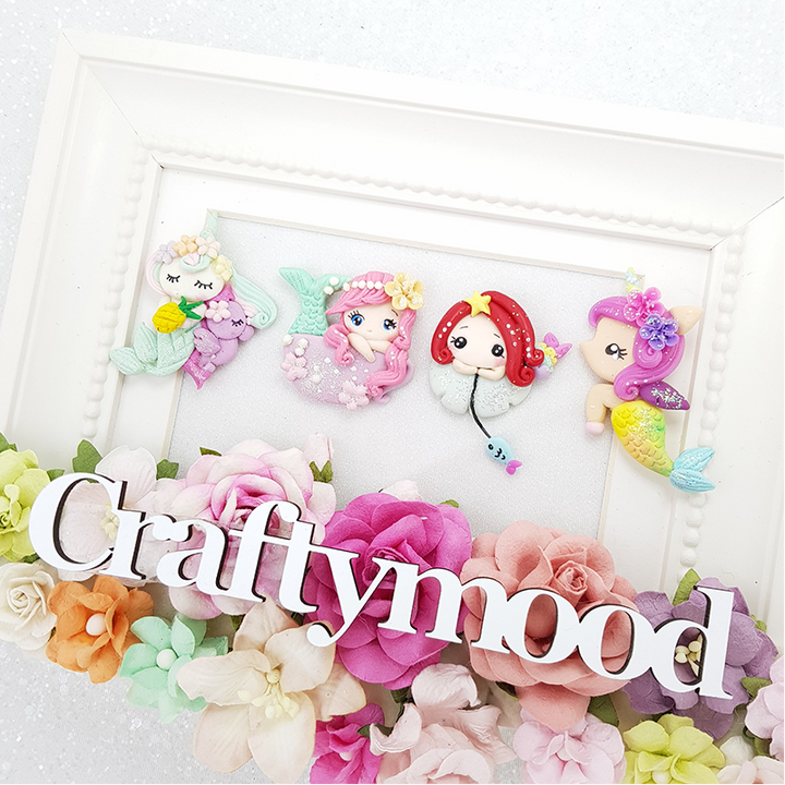 Underwater mermaids - Handmade Flatback Clay Bow Centre