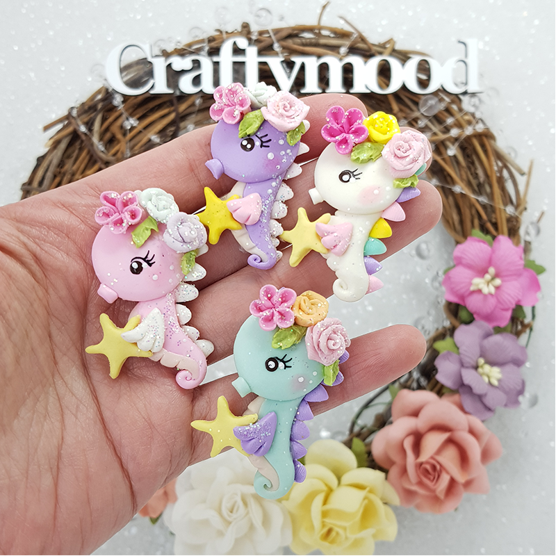 Seahorse - Embellishment Clay Bow Centre