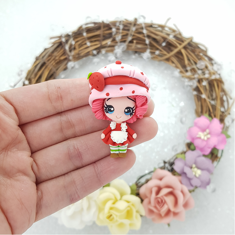 Sweet strawberry girl - Embellishment Clay Bow Centre