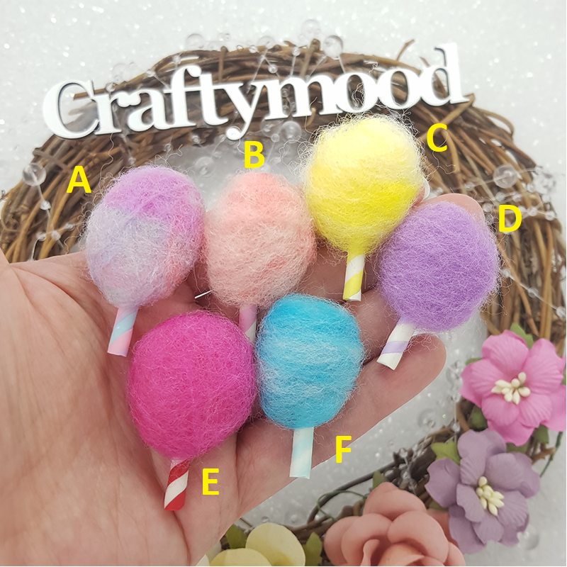 Cotton candy floss - Handmade Flatback Clay Bow Centre