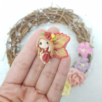 Tiny autumn fairy - Embellishment Clay Bow Centre