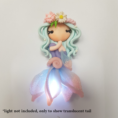 Mint hair beautiful mermaid translucent tail - Embellishment Clay Bow Centre