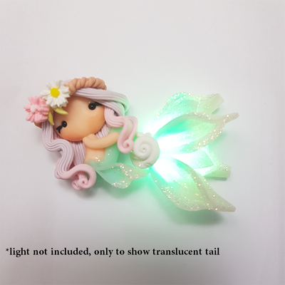Lilac hair beautiful mermaid translucent tail - Embellishment Clay Bow Centre