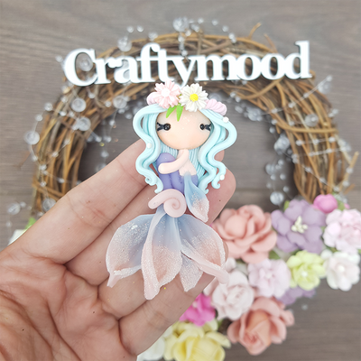 Mint hair beautiful mermaid translucent tail - Embellishment Clay Bow Centre