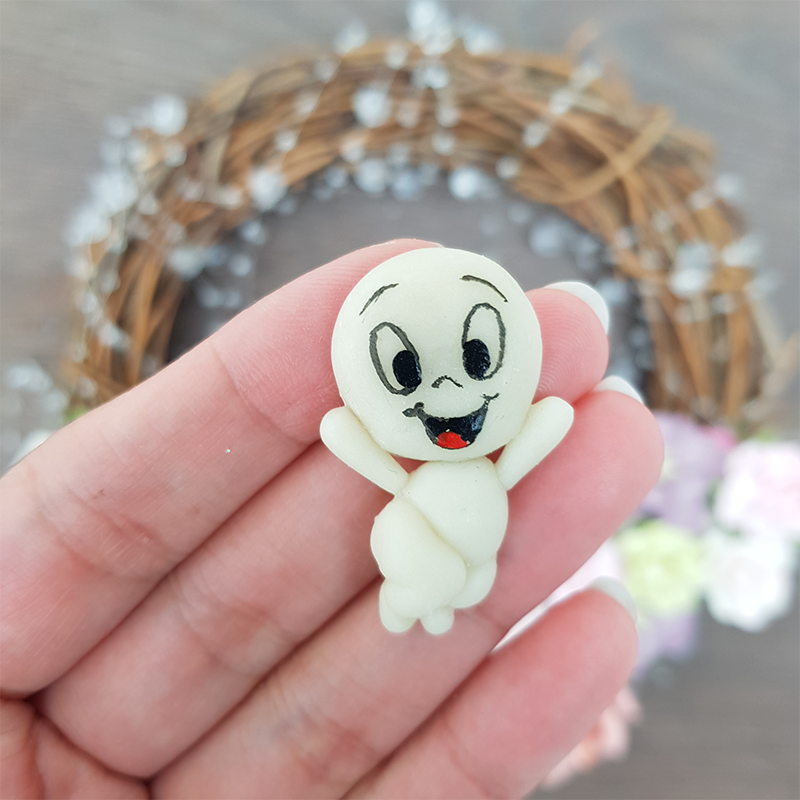 Happy ghost - glow in the dark - Embellishment Clay Bow Centre