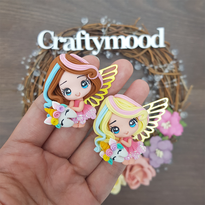 Beautiful tooth fairy - Handmade Flatback Clay Bow Centre