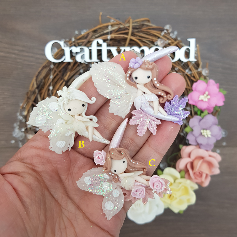 Moon flower fairies - Embellishment Clay Bow Centre
