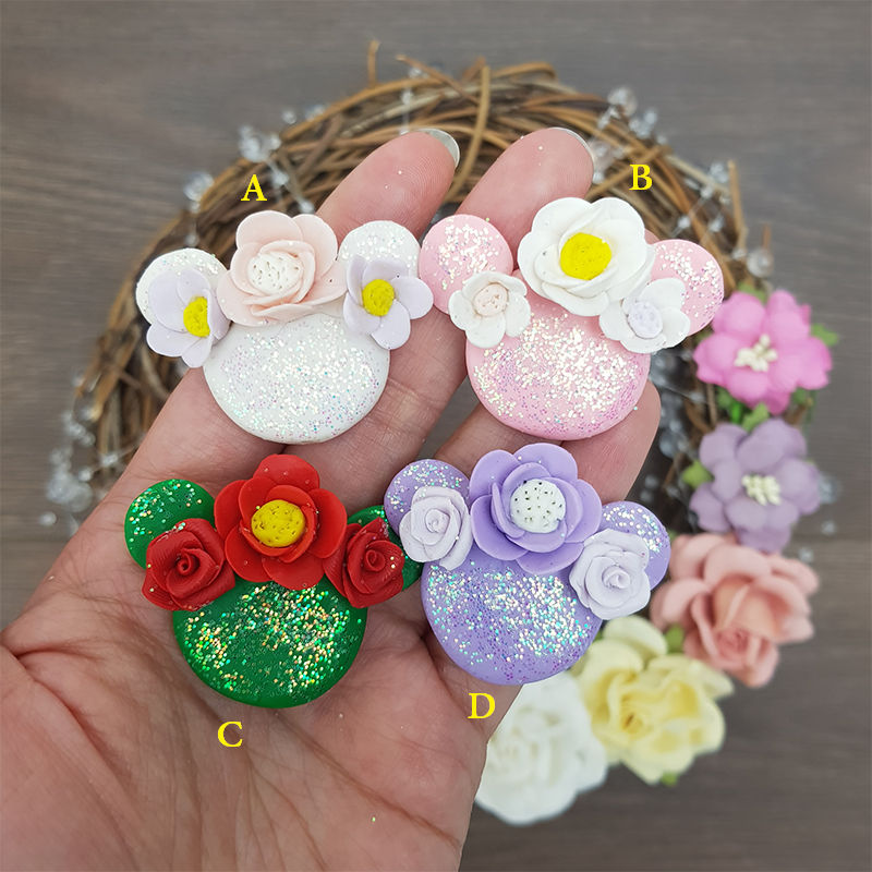 Mouse head flowers - Embellishment Clay Bow Centre