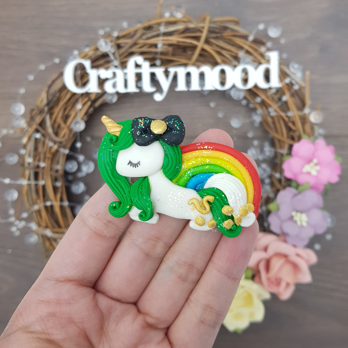 unicorn st patrick - Embellishment Clay Bow Centre