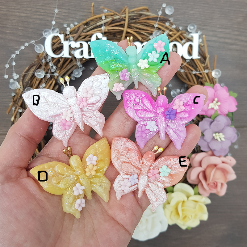 Butterfly flowers - Handmade Flatback Clay Bow Centre