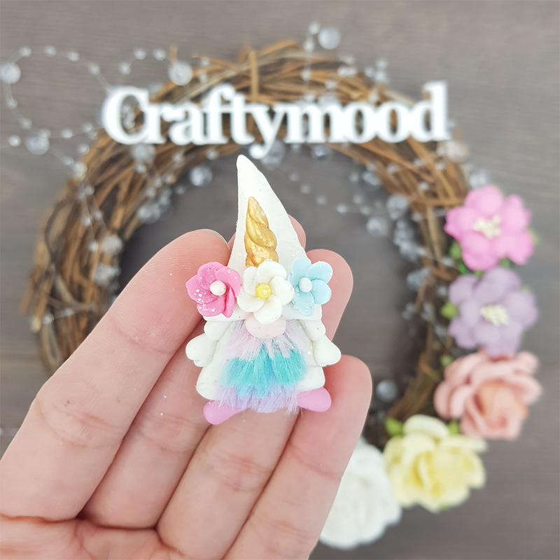 Flower unicorn gnome - Handmade Flatback Clay Bow Centre