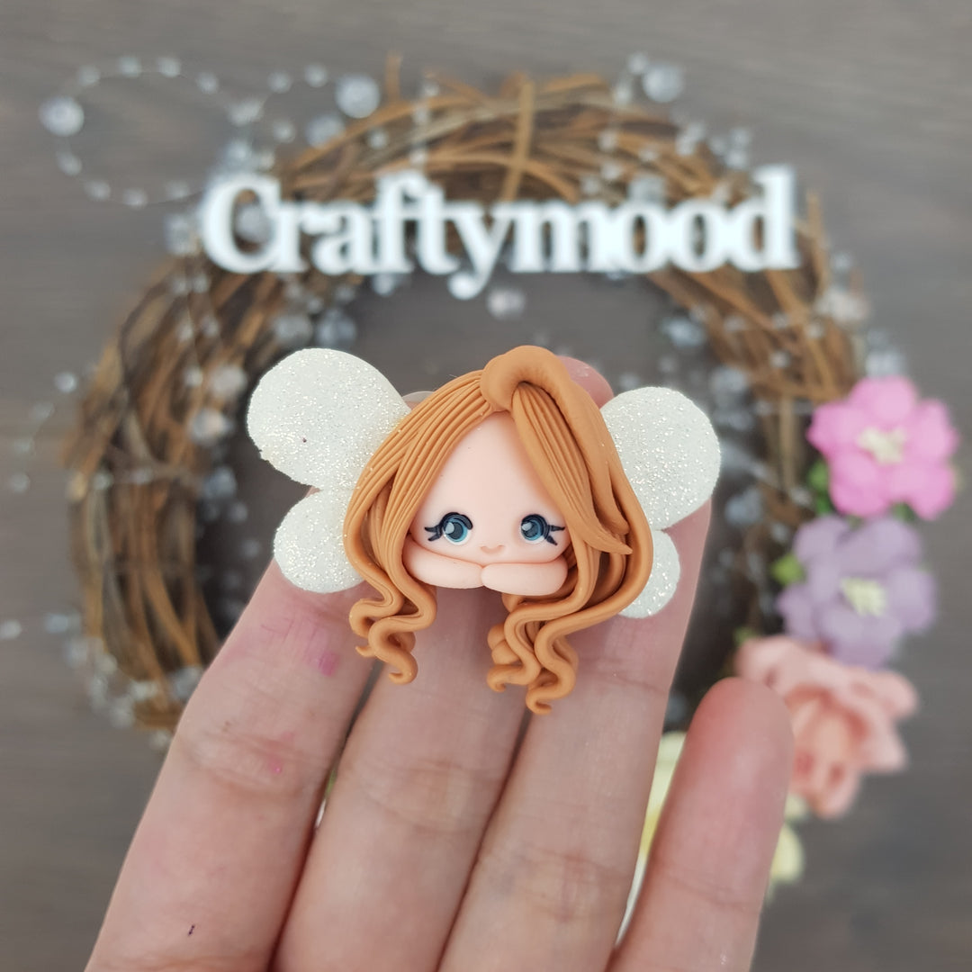 SALE Beautiful fairy - Embellishment Clay Bow Centre