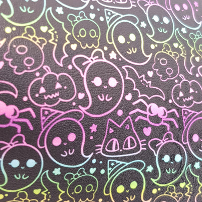 Boo ghost  - vegan faux Leatherette vinyl - canvas - choose Fabric material Sheets